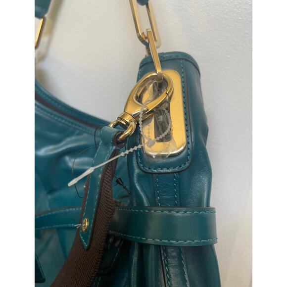 DKNY NEW teal leather shoulder bag with crossbody strap Gorgeous! - Picture 10 of 12